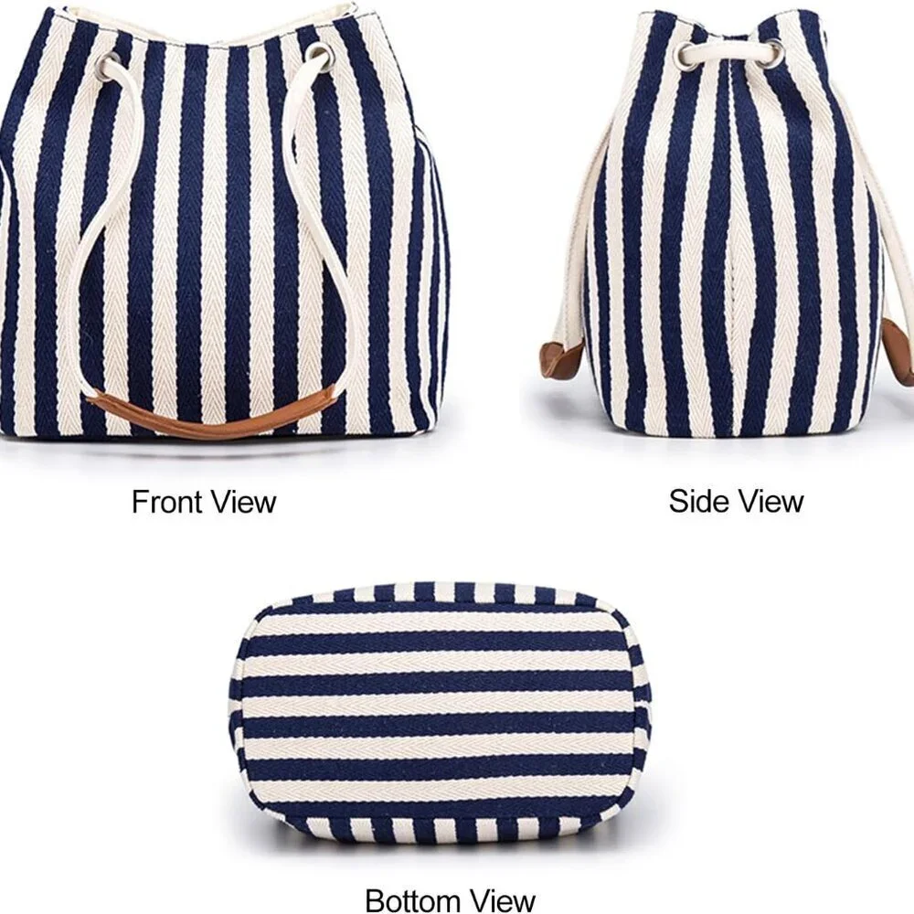 Women's Canvas Tote Small Bucket Shoulder Bag Crossbody Beach Chic
